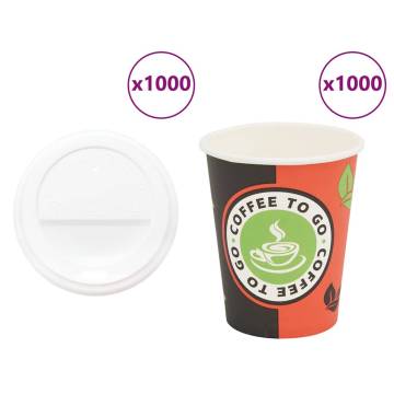  Paper Coffee Cups with Lids 1000 pcs 8oz 240ml