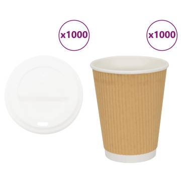  Paper Coffee Cups with Lids 1000 pcs 12oz 300ml