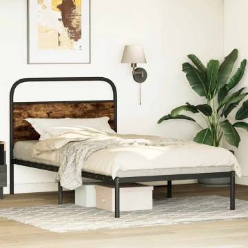  Bed Frame Without Mattress 100x190 cm Smoked Oak Engineered Wood