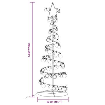  Christmas Tree Light Cone with Baubles 100 LEDs Warm White 150 cm