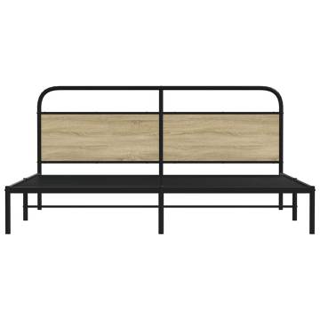  Metal Bed Frame without Mattress Sonoma Oak 183x213 cm