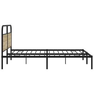  Metal Bed Frame without Mattress Sonoma Oak 183x213 cm