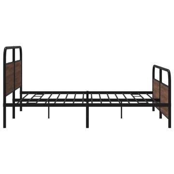  Metal Bed Frame without Mattress Brown Oak 180x200 cm Super King