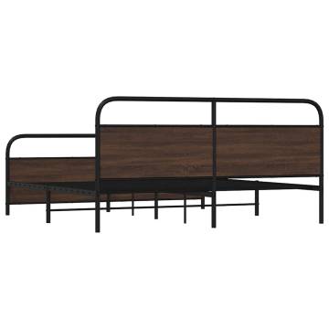  Metal Bed Frame without Mattress Brown Oak 180x200 cm Super King