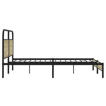  Metal Bed Frame without Mattress Sonoma Oak 180x200 cm Super King