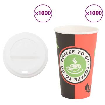  Paper Coffee Cups with Lids 1000 pcs 16oz 400ml