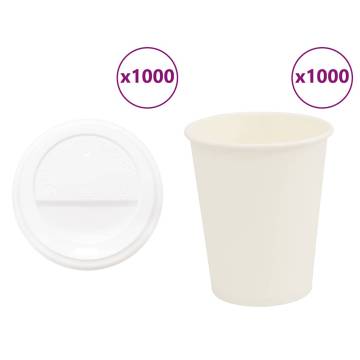  Paper Coffee Cups with Lids 1000 pcs 8oz 200ml