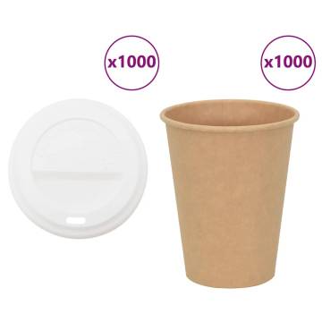  Paper Coffee Cups with Lids 1000 pcs 12oz 300ml