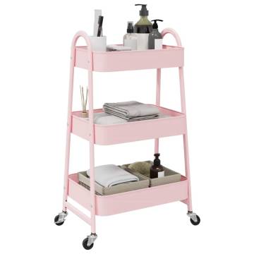  Storage Trolley 3-Tier Pink 42x41.5x77 cm Steel