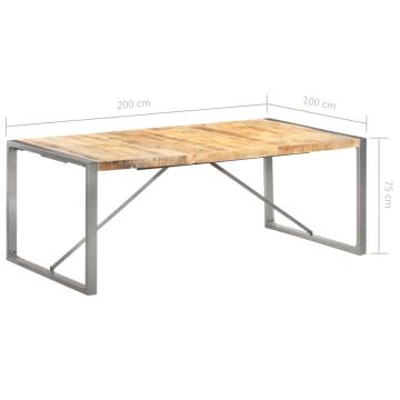 Dining Table 200x100x75 cm Solid Rough Mango Wood