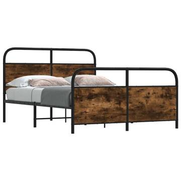  Bed Frame Without Mattress 120x190 cm Small Double Smoked Oak Engineered Wood