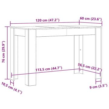  Dining Table Old Wood 120x60x76 cm Engineered Wood