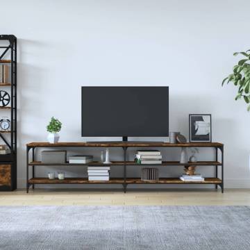  TV Cabinet Smoked Oak 200x30x50 cm Engineered Wood and Metal