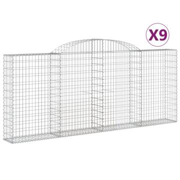 Arched Gabion Baskets 9 pcs 300x30x120/140 cm Galvanised Iron