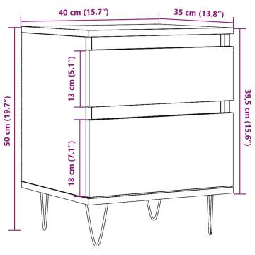  Bedside Cabinets 2 pcs Old Wood 40x35x50 cm Engineered Wood