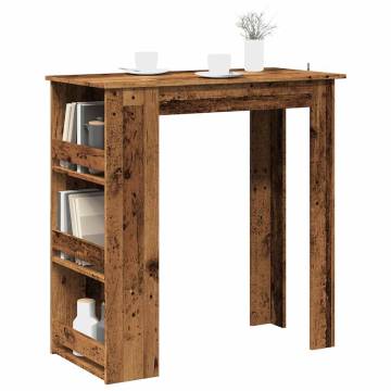  Bar Table with Storage Rack Old Wood 102x50x103.5 cm