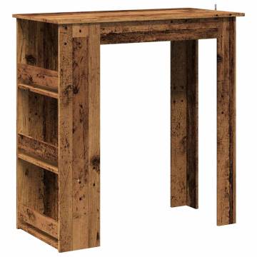  Bar Table with Storage Rack Old Wood 102x50x103.5 cm