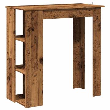  Bar Table with Shelf Old Wood 102x50x103.5 cm Engineered Wood