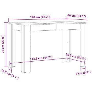  Dining Table Artisan Oak 120x60x76 cm Engineered Wood