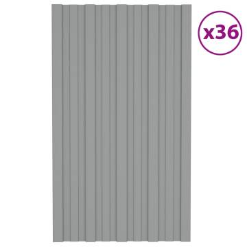 Roof Panels 36 pcs Galvanised Steel Grey 80x45 cm