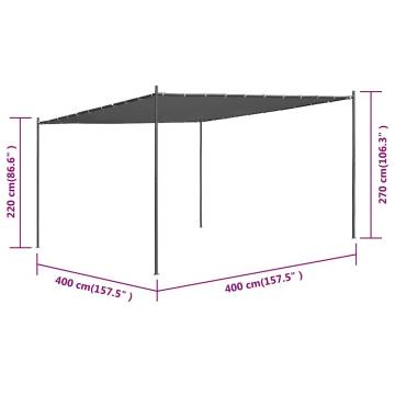  Gazebo with Roof 4x4 m Anthracite