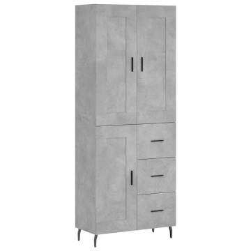 Highboard Concrete Grey 69.5x34x180 cm Engineered Wood