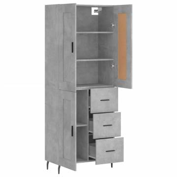 Highboard Concrete Grey 69.5x34x180 cm Engineered Wood