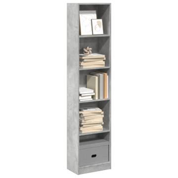  Bookcase Concrete Grey 40x24x176 cm Engineered Wood