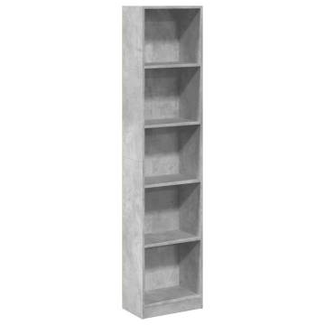  Bookcase Concrete Grey 40x24x176 cm Engineered Wood