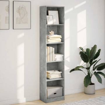  Bookcase Concrete Grey 40x24x176 cm Engineered Wood