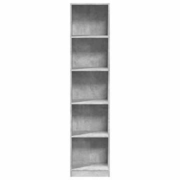  Bookcase Concrete Grey 40x24x176 cm Engineered Wood