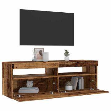  TV Cabinet with LED Lights Old Wood 120x35x40 cm Engineered Wood