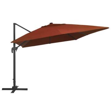  Cantilever Garden Parasol with LED Lights Terracotta 400x300 cm