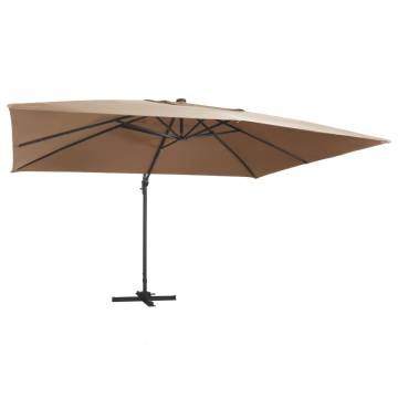  Cantilever Garden Parasol with LED Lights and Aluminium Pole 400x300 cm Taupe