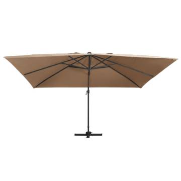  Cantilever Garden Parasol with LED Lights and Aluminium Pole 400x300 cm Taupe