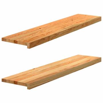  Stair Treads 2 pcs Light Brown 110x25x2 cm Solid Wood Oak