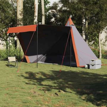  Family Tent Tipi 6-Person Grey and Orange Waterproof