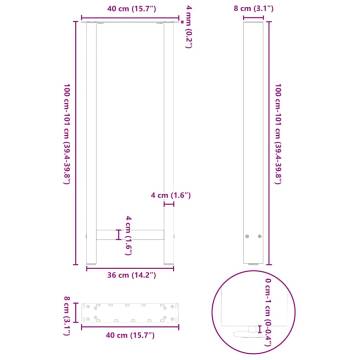  Coffee Table Legs Black 2 pcs 40x(100-101) cm Steel