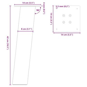  Coffee Table Legs 4 pcs White 42 cm Steel