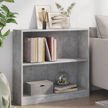  Bookshelf Concrete Grey 80x24x75 cm Engineered Wood