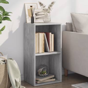  2-Tier Book Cabinet Concrete Grey 40x30x76.5 cm Engineered Wood