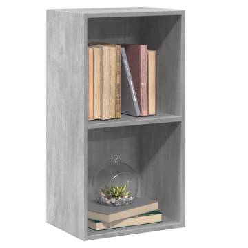  2-Tier Book Cabinet Concrete Grey 40x30x76.5 cm Engineered Wood