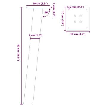  Coffee Table Legs 4 pcs White 42 cm Steel