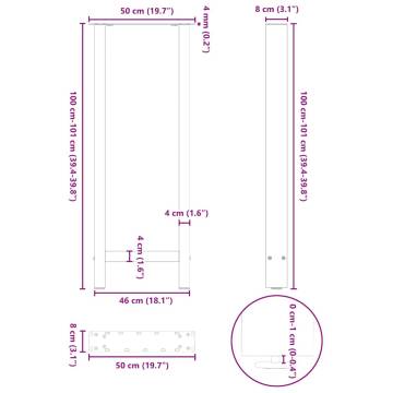  Coffee Table Legs Black 2 pcs 50x(100-101) cm Steel