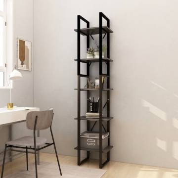 5-Tier Book Cabinet Grey 40x30x175 cm Pinewood