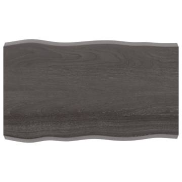 Table Top Dark Brown 100x60x(2-6) cm Treated Solid Wood Live Edge