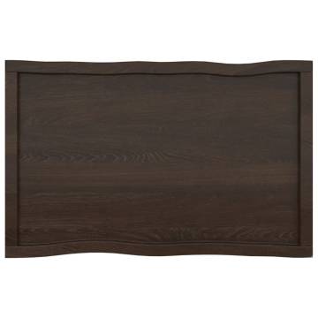 Table Top Dark Brown 100x60x(2-6) cm Treated Solid Wood Live Edge