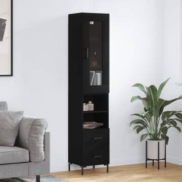 Highboard Black 34.5x34x180 cm Engineered Wood