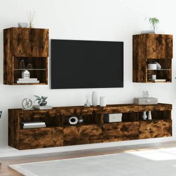 TV Cabinets with LED Lights 2 pcs Smoked Oak 40.5x30x60 cm