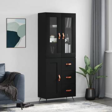 Highboard Black 69.5x34x180 cm Engineered Wood